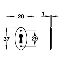 Hafele Anahtar Rozeti Pirinç Parlak Altın Renkli 20x37mm