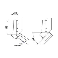 Hafele M.S. Açılı Kapak Menteşesi 45º Ydb 48/6