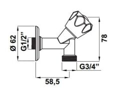 Hafele Çamaşır Makinesi Musluğu,1/2-3/4\'\' Parlak Krom