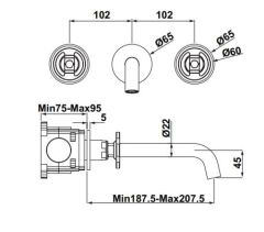 Hafele LOFT Ankastre Lavabo Bataryası Mat Altın