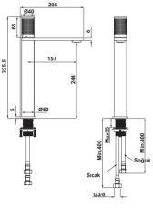 Hafele DEVON Yüksek Lavabo Bataryası Titanyum