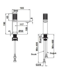 Hafele DEVON Lavabo Bataryası Mat Altın