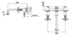 Hafele MONET Ankastre Lavabo Bataryası Parlak Altın