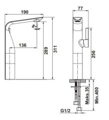 Hafele SONATE Yüksek Lavabo Bataryası Parlak Krom