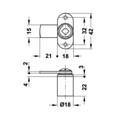 Hafele Symo Döner Dilli Kilit 180°, Nikel Kaplama