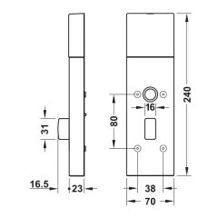 Hafele DT710 Kapı Terminal Seti L Parlak Pirinç Renk