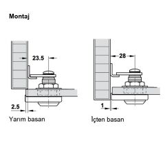 Hafele Symo Cam Kapak Döner Dilli Sol Kilit, Nikel Kaplama
