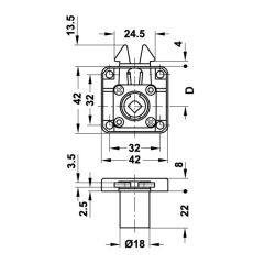 Hafele Symo Stor Kilit 18/22mm, Nikel Renk