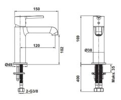 Hafele MILLENIA Lavabo bataryası,mat siyah