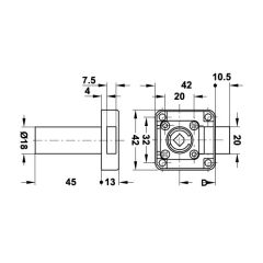 Hafele Symo Kare Uzun Kilit 45mm