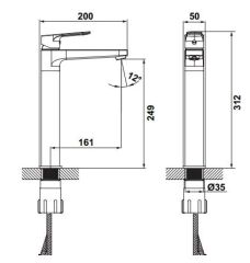 Hafele CENTRO Yüksek Lavabo Bataryası Mat Siyah