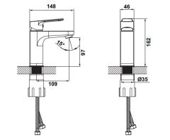 Hafele CENTRO Lavabo Bataryası Mat Siyah