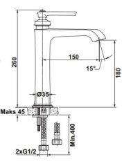 Hafele ROMANO Yüksek Lavabo Bataryası Parlak Krom