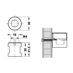 Hafele Sabit Kulp M4, Nikel Kaplama Renk