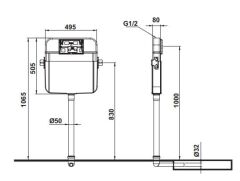Hafele MATTO 03 Tuğla Duvarlar İçin Hela Taşı Uyumlu Gömme Rezervuar