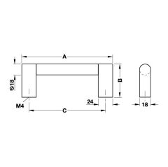 Hafele Mobilya Kulpu Kotka 128mm Alüminyum Mat