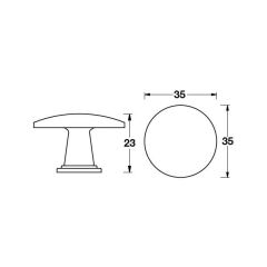 Hafele Düğme Kulp Fungo 35mm Parlak Bakır