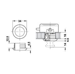 Hafele Plastik Rozet 16mm, Nikel Renk