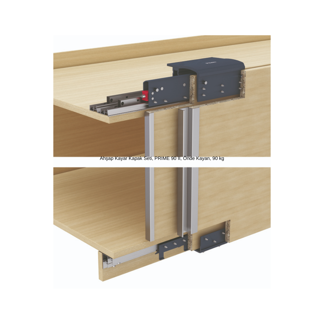 Hafele Ahşap Kayar Kapak Seti Prime 90 II Önde Kayan 90 kg 2 Kapak 31-35mm