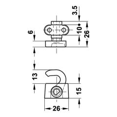 Hafele Vidalı Sağ Kanca Ø6mm, Nikel Renk