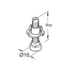 Hafele Baza Ayar Vidası M8x45mm, Galvaniz Renk