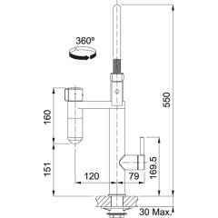 Franke Arıtmalı Batarya Vital Spiralli Industrial Black / Steel Optics