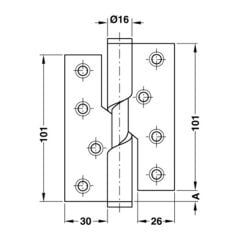 Hafele Yükselen menteşe p.çelik 304 101mm sol