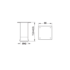 Hafele Lea Yuvarlak Mobilya Ayağı 42x70mm, Mat Krom Renk