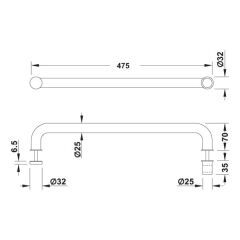 Hafele Yuvarlak Çekme Kol 450mm Parlak Krom Renk