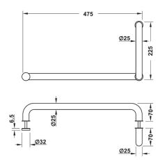 Hafele Yuvarlak Çekme Kol 200x450mm Parlak Krom Renk