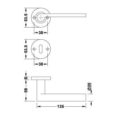 Hafele Kapı Kolu Seti Roland-Pro WC Mat Krom