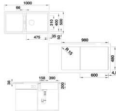 Blanco ADIRA XL  6 S Tezgah Üstü Sılgranit  Beyaz Granit Eviye