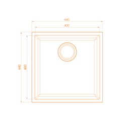 Vantole Granit Eviye 440x440mm Tek Gözlü Beyaz