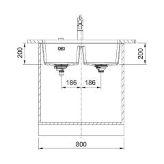 Franke Fragranit Evye Maris Mrg 120-35-35 Matt Black 2 Gözlü Damlalıksız