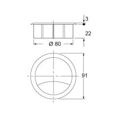 Hafele Sürgülü Kablo Kapağı Ø80mm, Parlak Krom Renk