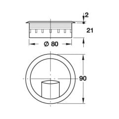 Hafele Kabel Plastik Kablo Kapağı Ø80mm, Mat Siyah Renk