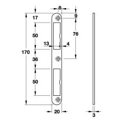 Hafele Gömme Kilit Karşılığı 20x170mm Paslanmaz Çelik Renk