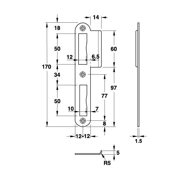 Hafele Gömme Kilit Karşılığı 24x170mm Paslanmaz Çelik Renk