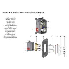 Hafele Neomix R 3F Ankanstre Banyo Bataryası 3 Fonksiyonlu Parlak Rose