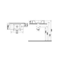 Hafele Banyo Lavabosu Nuvo Parlak Beyaz Sol Batarya Delikli