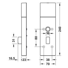 Hafele DT7 İç modül, mandallı, L, mat siyah