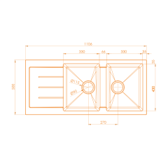 Vantole Granit Eviye 2 Göz Damlalıklı Beyaz