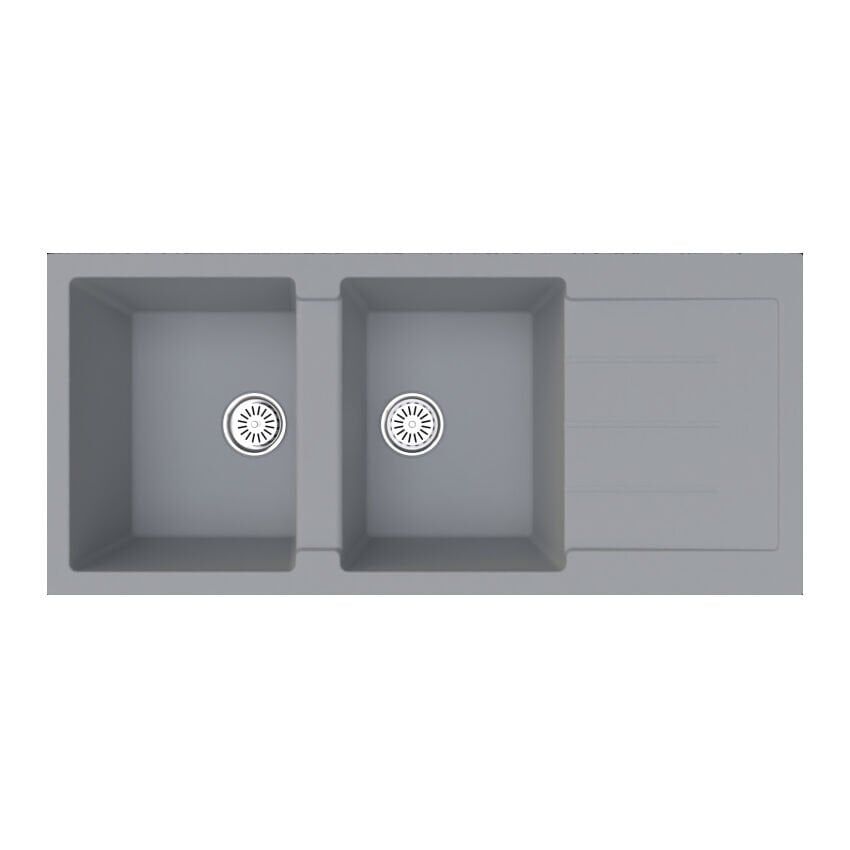 Vantole Granit Eviye 2 Göz Damlalıklı Beton Gri