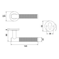 Hafele VERONA II Kol seti (oda) mat siyah