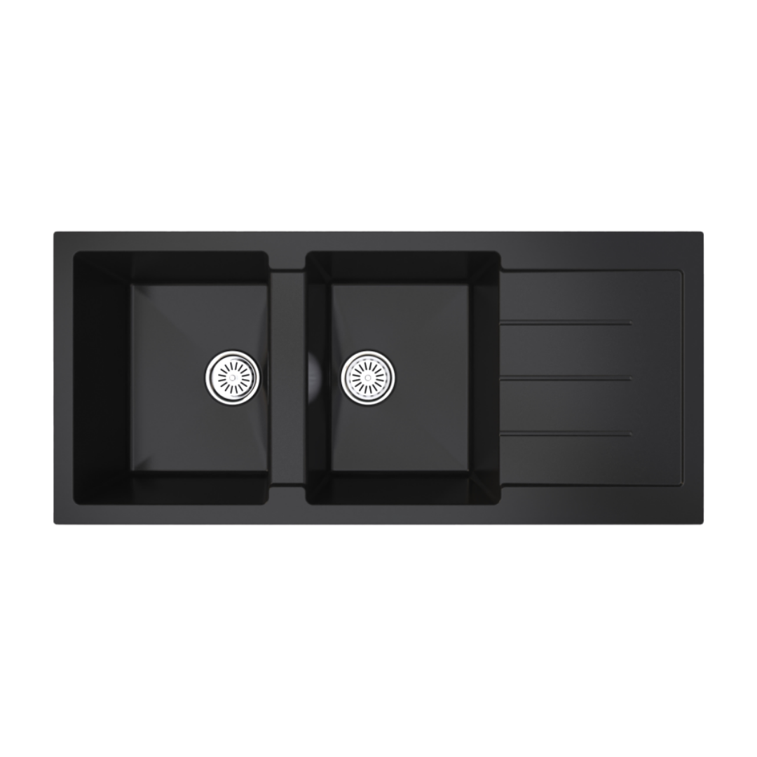 Vantole Granit Eviye 2 Göz Damlalıklı Siyah