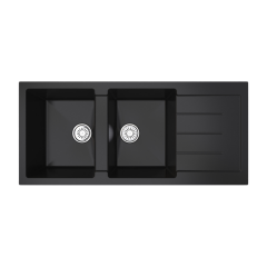 Vantole Granit Eviye 2 Göz Damlalıklı Siyah