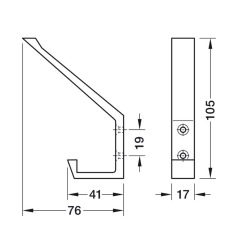 Hafele Laisy Askı Mat Siyah 17x105x76mm