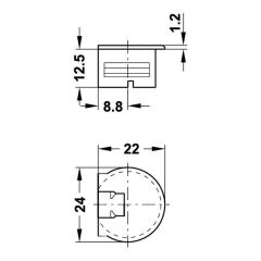 Hafele Rafix20 Tab Gövde 16mm  Beyaz (100 Adet)