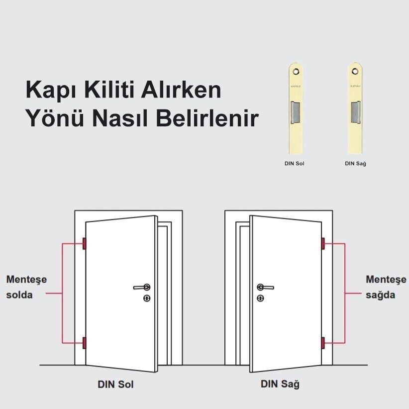 Hafele Gömme Kilit Barelli Tipi 55/18mm, Sağ Yönlü Paslanmaz Çelik Renk