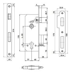 Hafele H40.04 Gömme Kilit Barelli Tip (PC) Mat Siyah 40/23Mm